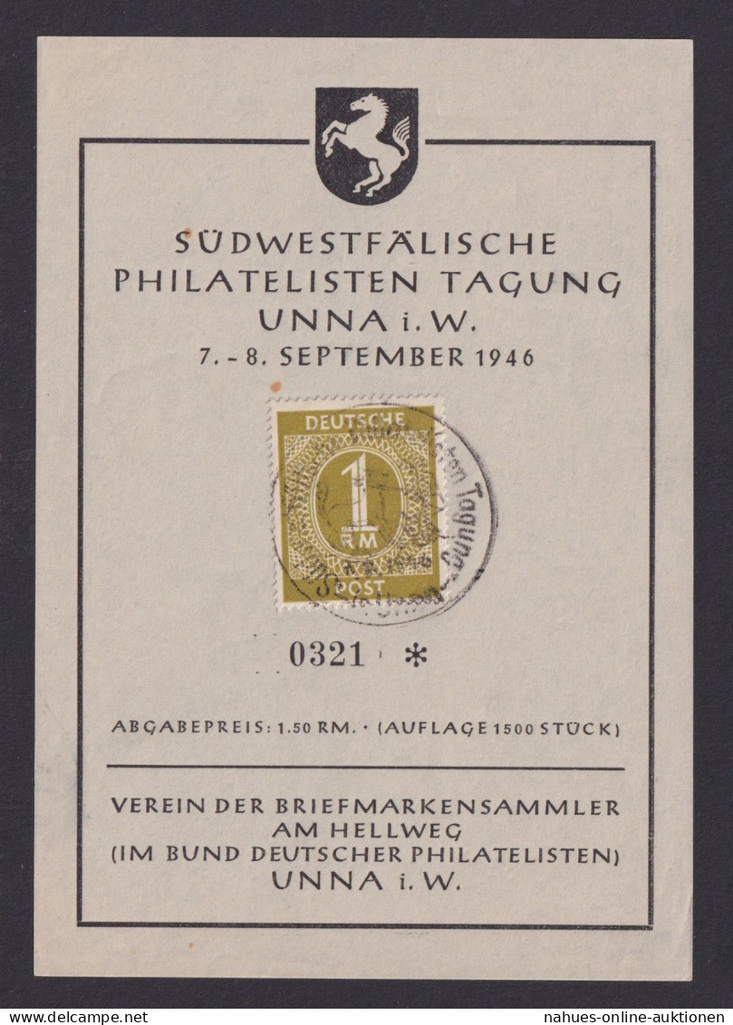 Alliierte Besetzung Philatelie Einladung Südwestfälische Philatelisten Tagung - Altri & Non Classificati