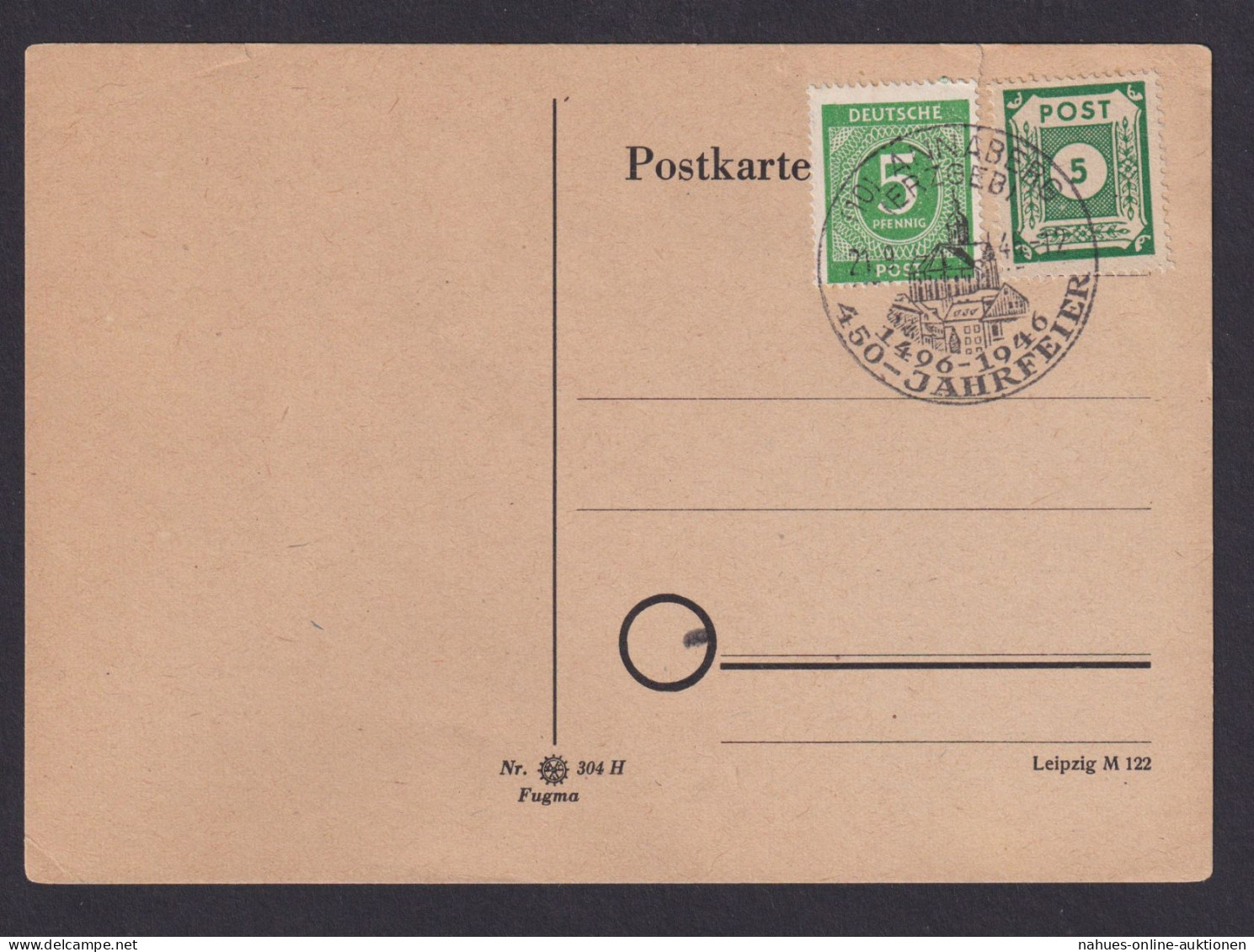 Alliierte Besetzung SBZ Postkarte Annaberg Erzgebirge Sachsen SST 1496 B.1946 - Sonstige & Ohne Zuordnung