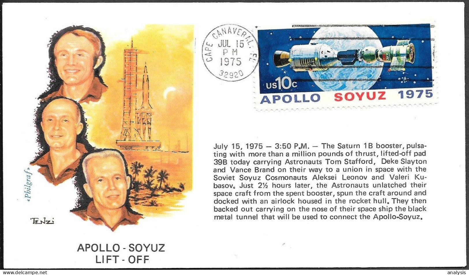 US Space Cover 1975. ASTP Apollo - Soyuz Launch ##02 - Verenigde Staten