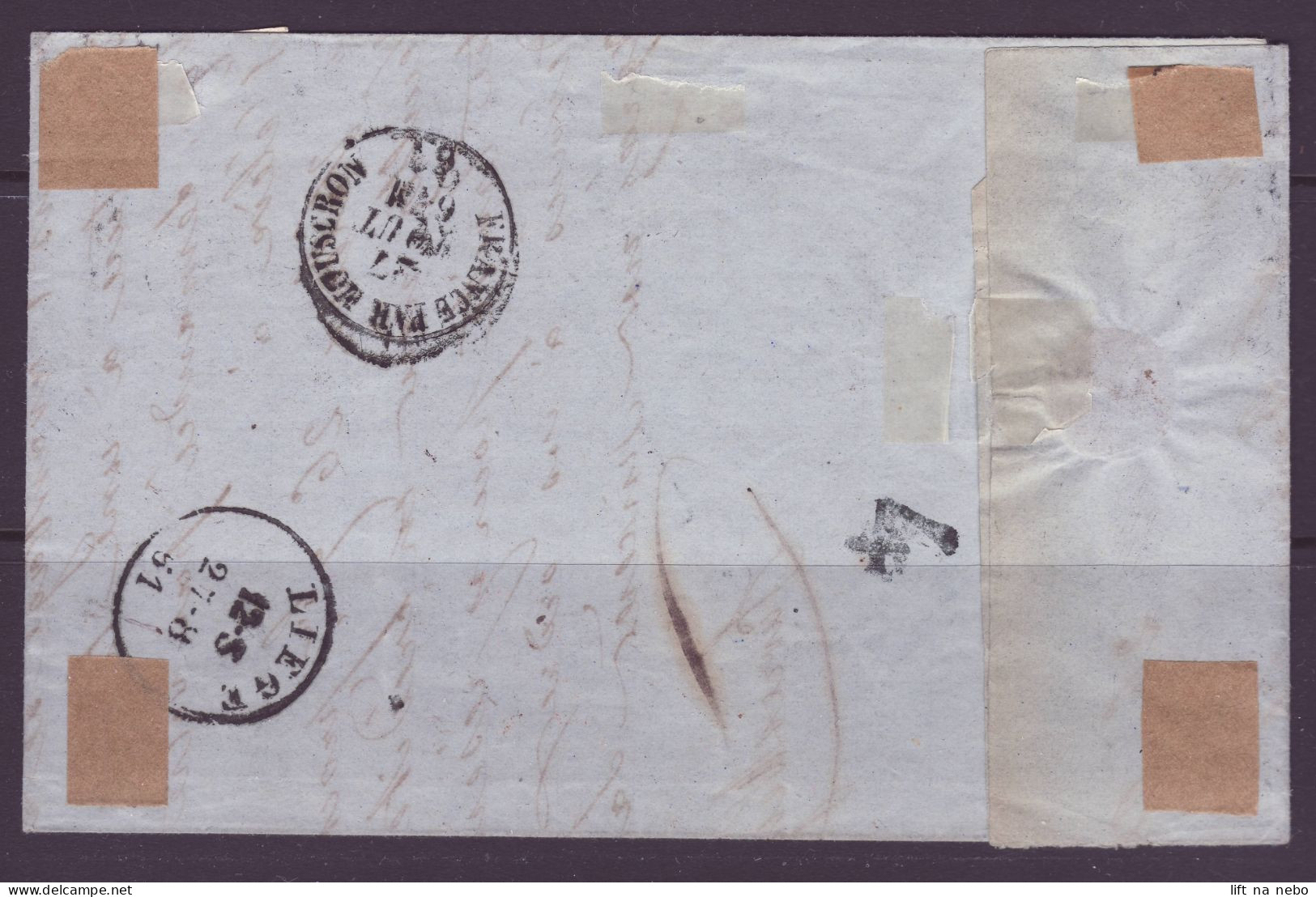 FRANCE 1853-1860 Napoleon III Stamp 40c Orange YT N°16 On The Cover Oblitération Petits Chiffres 1727 - 1853-1860 Napoleon III