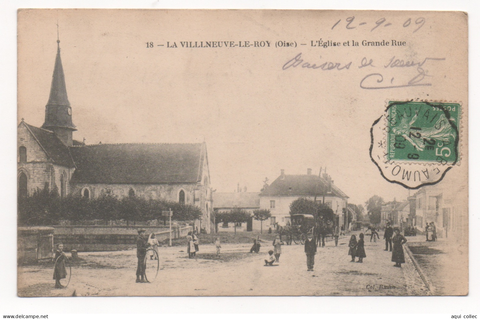 LA VILLLNEUVE-LE-ROY  60  L'ÉGLISE ET LA GRANDE RUE - Autres & Non Classés