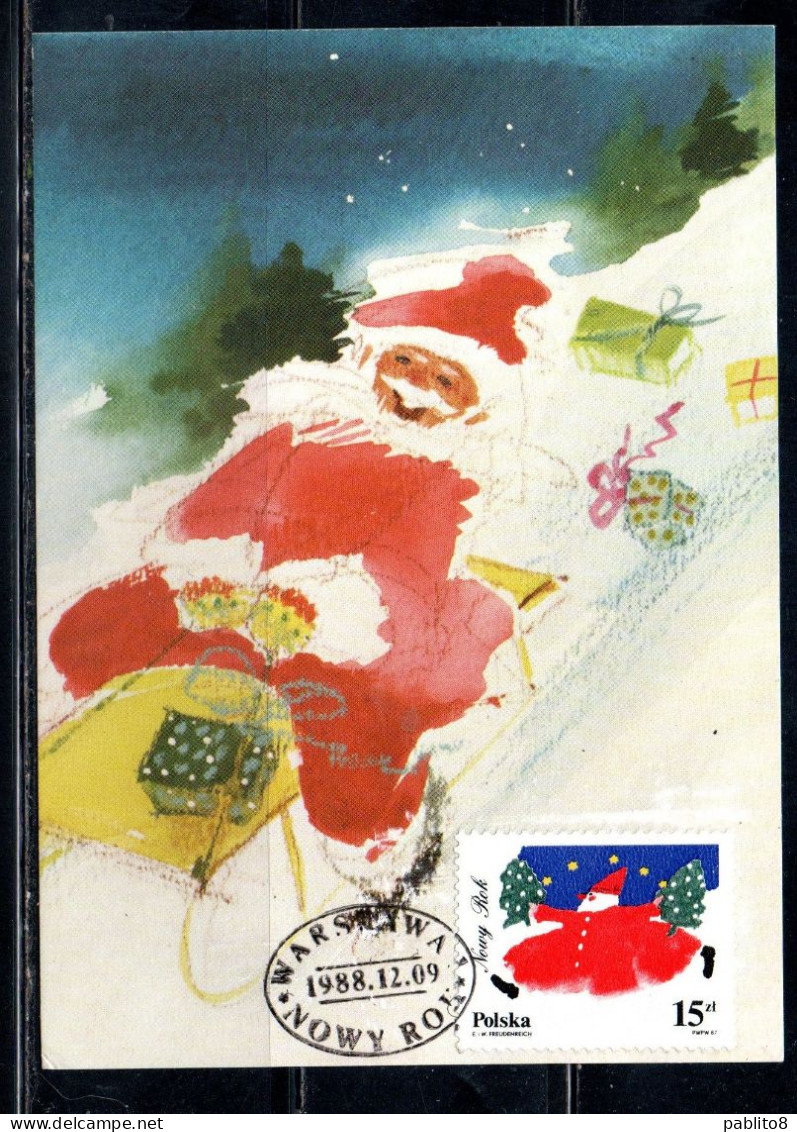 POLONIA POLAND POLSKA 1987 CHRISTMAS NEW YEAR 1988 NATALE NOEL WEIHNACHTEN NAVIDAD 15z MAXI MAXIMUM CARD CARTE - Maximumkarten