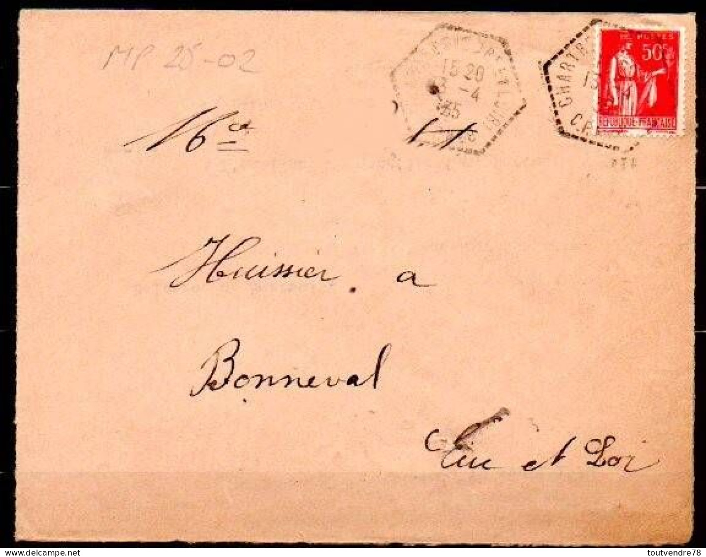 MP28-02 : Dept 28 (Eure Et Loir) CHARTRES CP N°8 1935 > Cachet Type G4 - Cachets Manuels