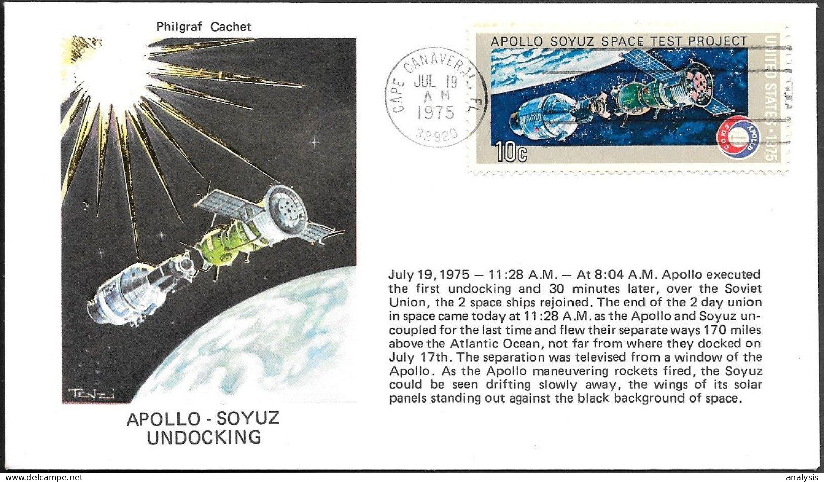 US Space Cover 1975. ASTP Apollo - Soyuz Undocking - Etats-Unis