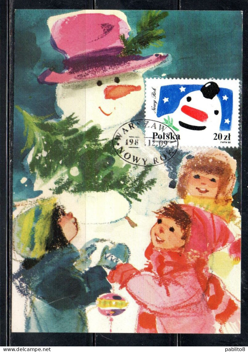 POLONIA POLAND POLSKA 1988 CHRISTMAS NEW YEAR 1989 NATALE NOEL WEIHNACHTEN NAVIDAD 20z MAXI MAXIMUM CARD CARTE - Maximumkarten