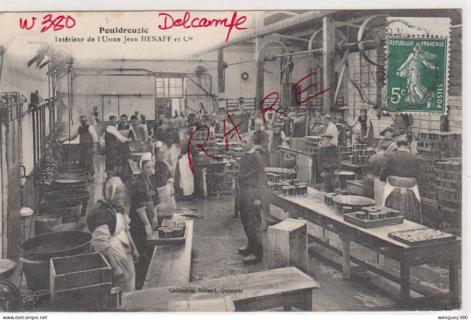 29. POULDREUZIC TREMEOC  PLOMEUR  Interieur De L'Usine Jean HENAFF Et Cie  SUP PLAN  1917. RARETE  Voir Description - Quimper