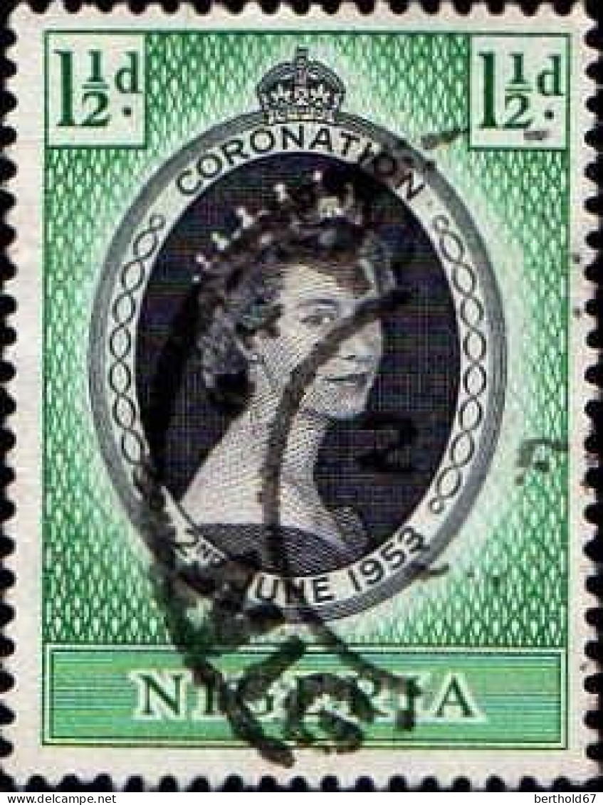 Nigeria Poste Obl Yv:  75 Mi:70 Couronnement D'Elisabeth II (TB Cachet Rond) - Nigeria (...-1960)