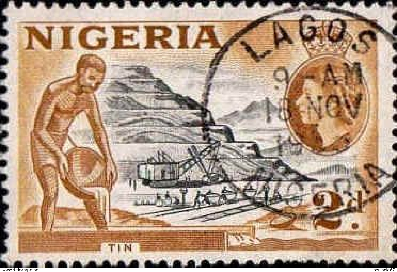 Nigeria Poste Obl Yv:  79 Mi:74 Tin Dents Courtes (TB Cachet à Date) - Nigeria (...-1960)