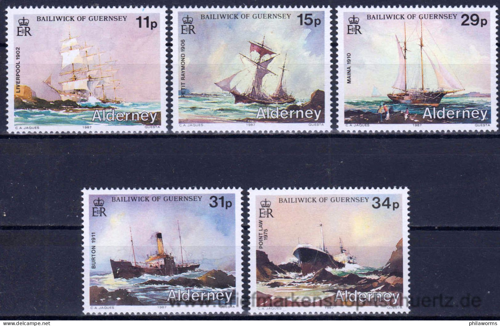 Alderney 1987, Mi. 32-36 ** - Alderney