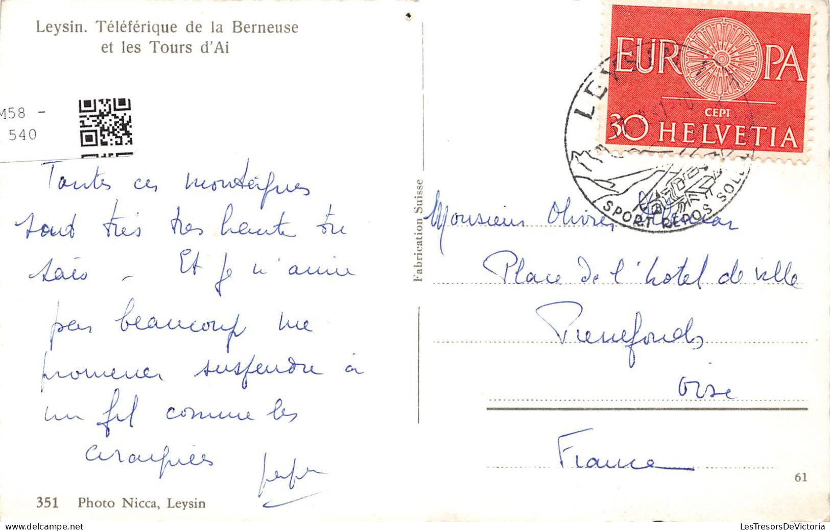 SUISSE - Leysin - Téléférique De La Berneuse Et Les Tours D'Ai - Vue Générale - Carte Postale - Leysin