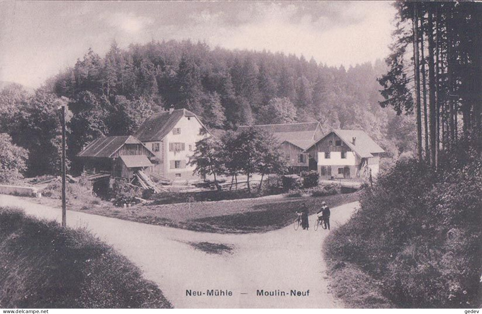 Roggenburg, Cyclistes Devant Le Moulin Neuf, Neu-Mühle (13.6.1918) - Roggenburg