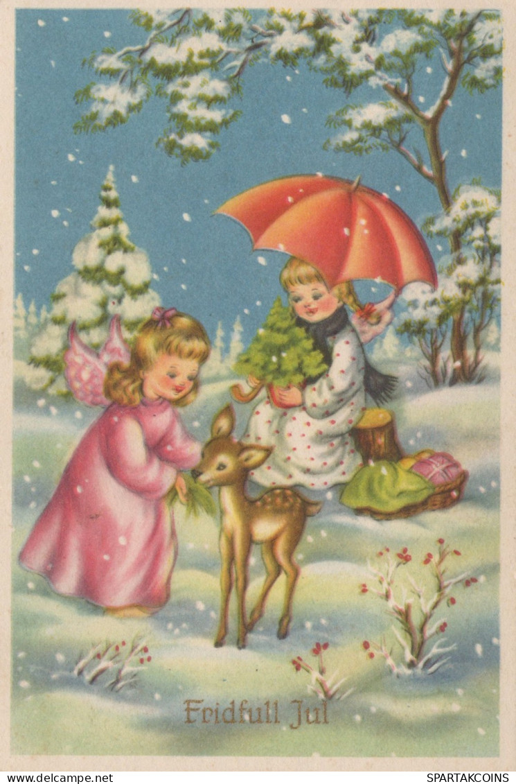 ENGEL WEIHNACHTSFERIEN Feiern & Feste Vintage Ansichtskarte Postkarte CPSM #PAH120.A - Anges