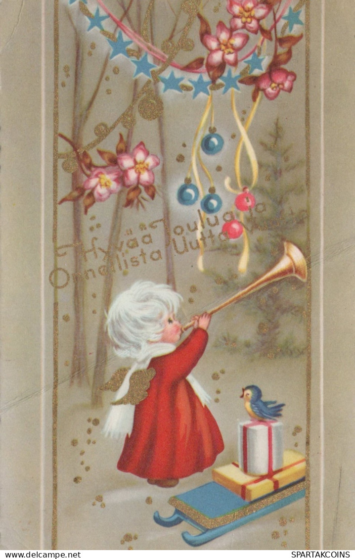 ANGELO Buon Anno Natale Vintage Cartolina CPSMPF #PAG797.A - Engel