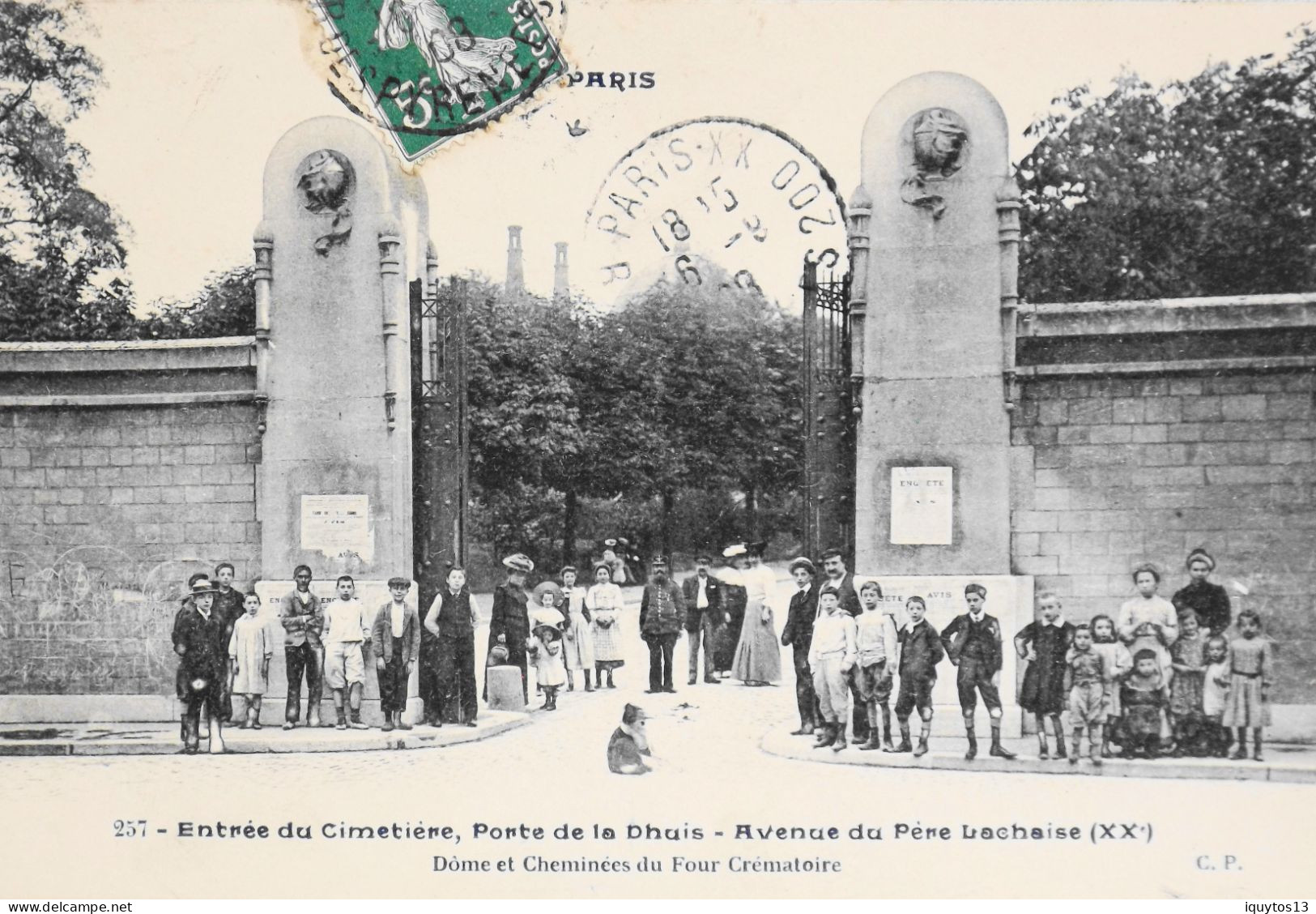 CPA. [75] > TOUT PARIS > N°257 (pas Vue) Entrée Du Cimetière Porte De La Dhuis - Av. Du  Père-Lachaise - Coll. F. Fleury - Arrondissement: 20