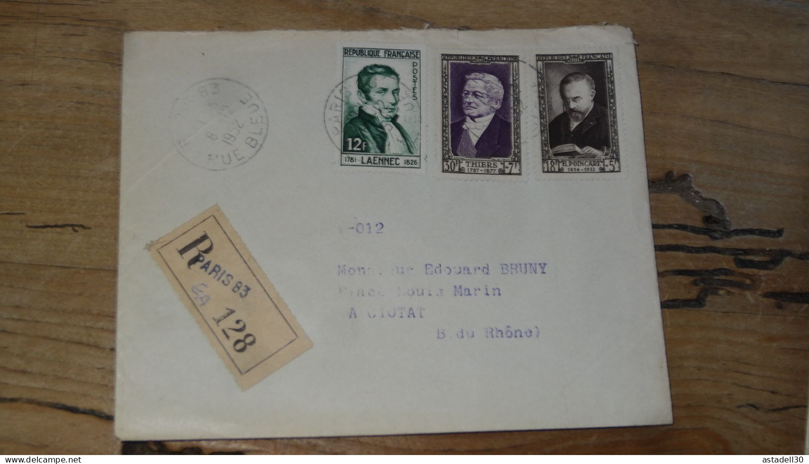Enveloppe Recommandée PARIS Pour LA CIOTAT - 1952  ............BOITE1.......... 455 - 1921-1960: Période Moderne