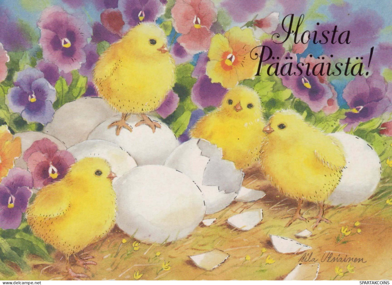 PASCUA POLLO HUEVO Vintage Tarjeta Postal CPSM #PBO942.A - Easter