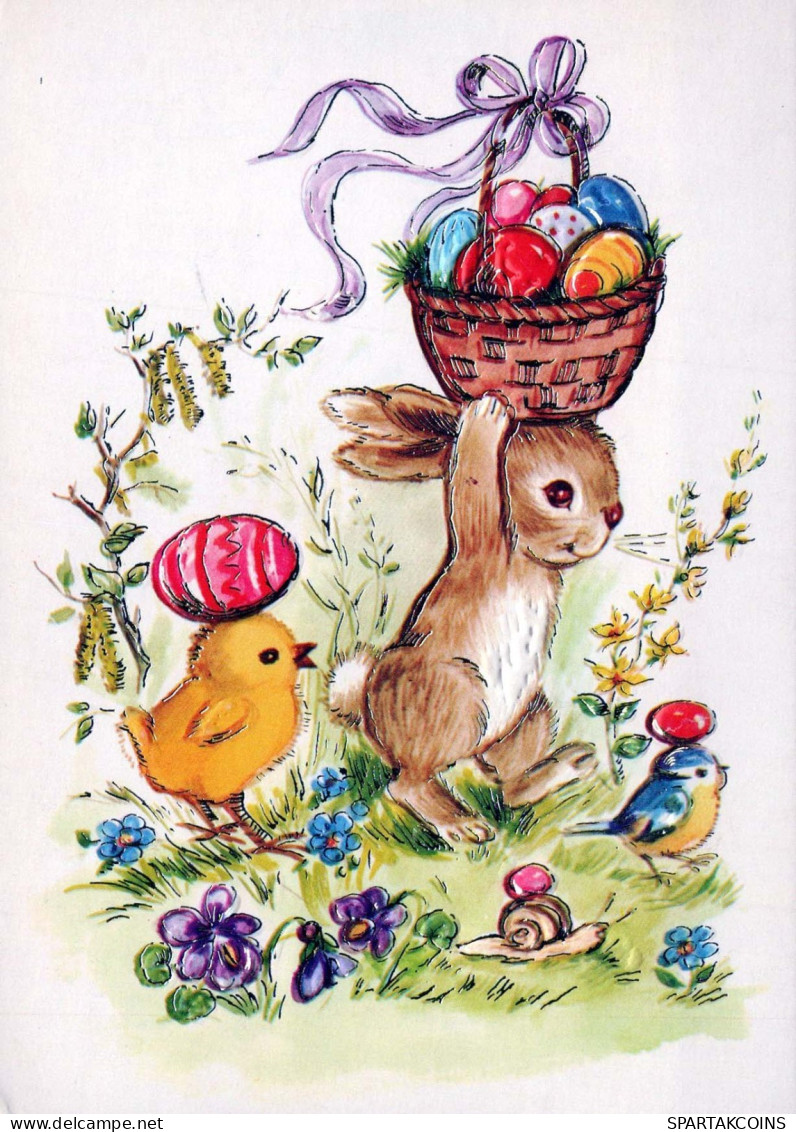OSTERN KANINCHEN EI Vintage Ansichtskarte Postkarte CPSM #PBO390.A - Easter
