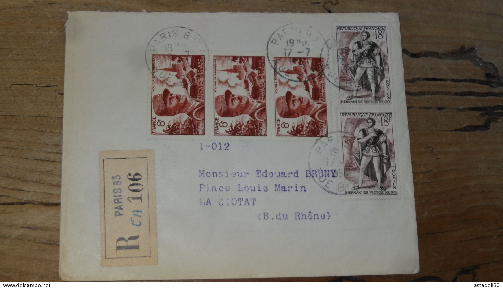 Enveloppe Recommandée PARIS Pour LA CIOTAT - 1955  ............BOITE1.......... 459 - 1921-1960: Modern Period
