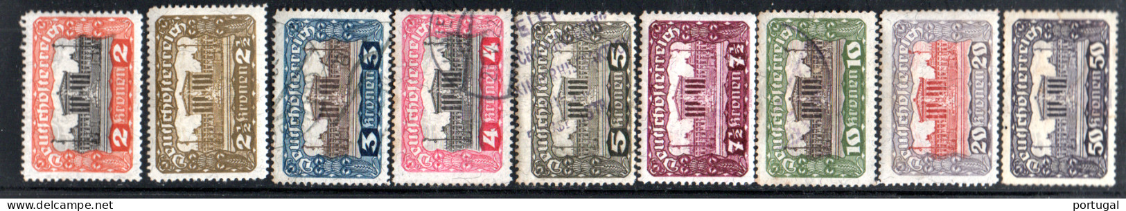 Autriche - Lot De 9 Timbres - Bâtiment Du Parlement - N° 214 à 222  - 1919 - Gebruikt