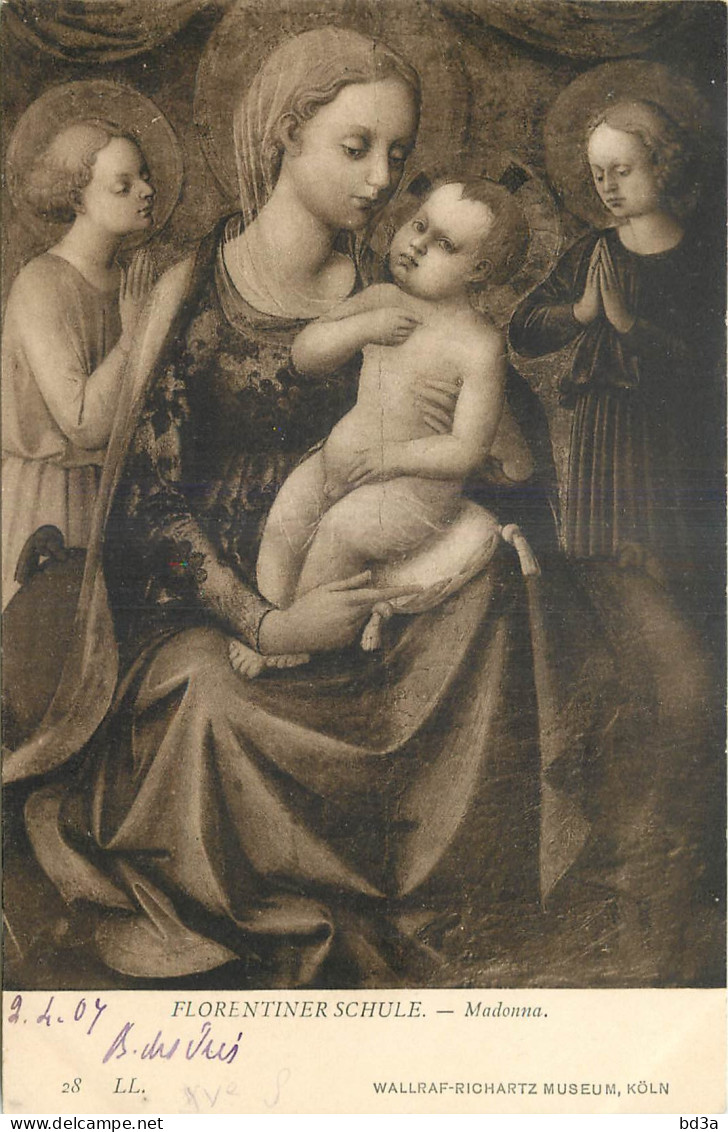 FLORENTINER SCHULE MADONNA - Tableaux, Vitraux Et Statues