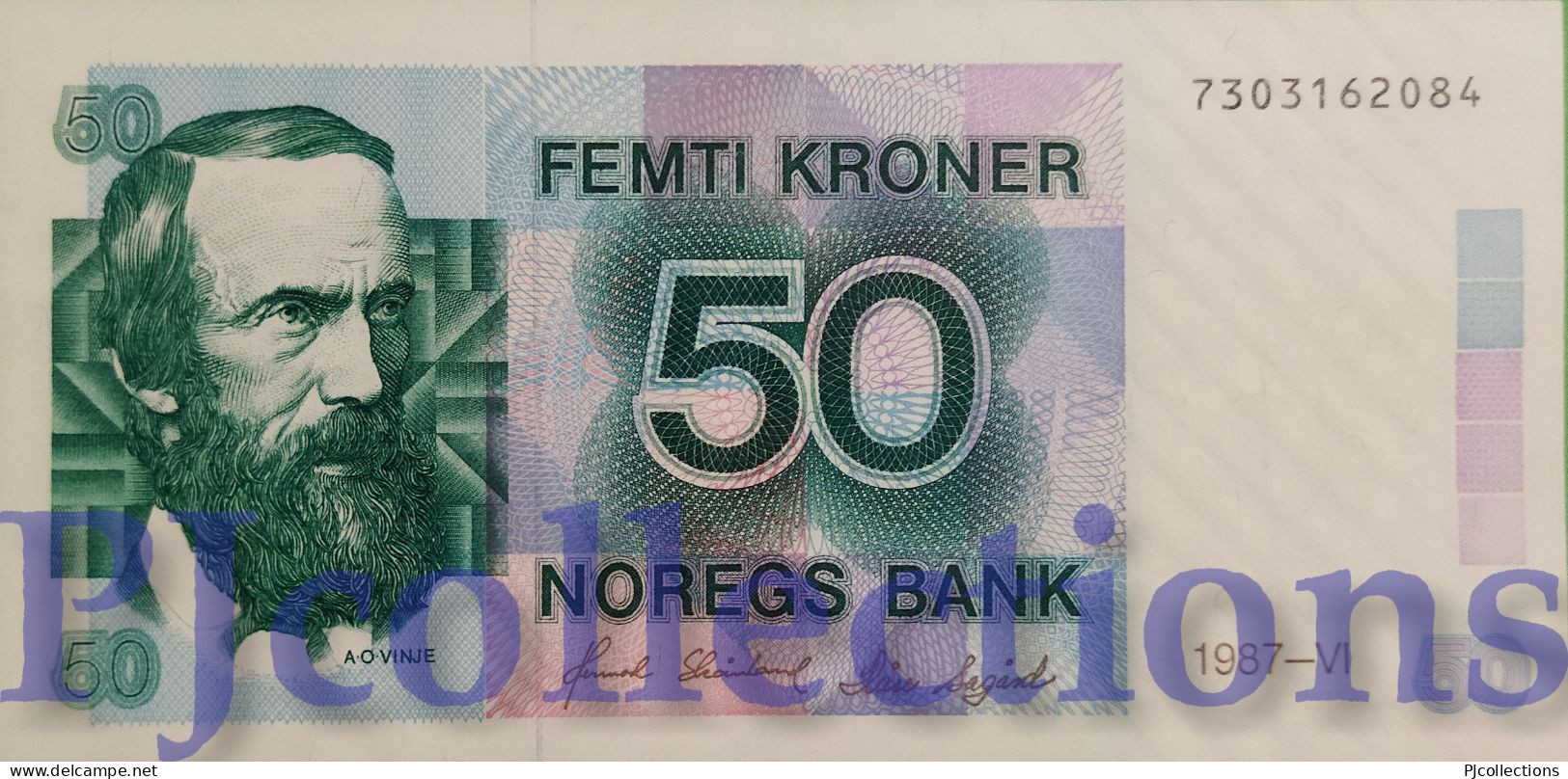 NORWAY 50 KRONER 1987 PICK 42d AU/UNC - Norway