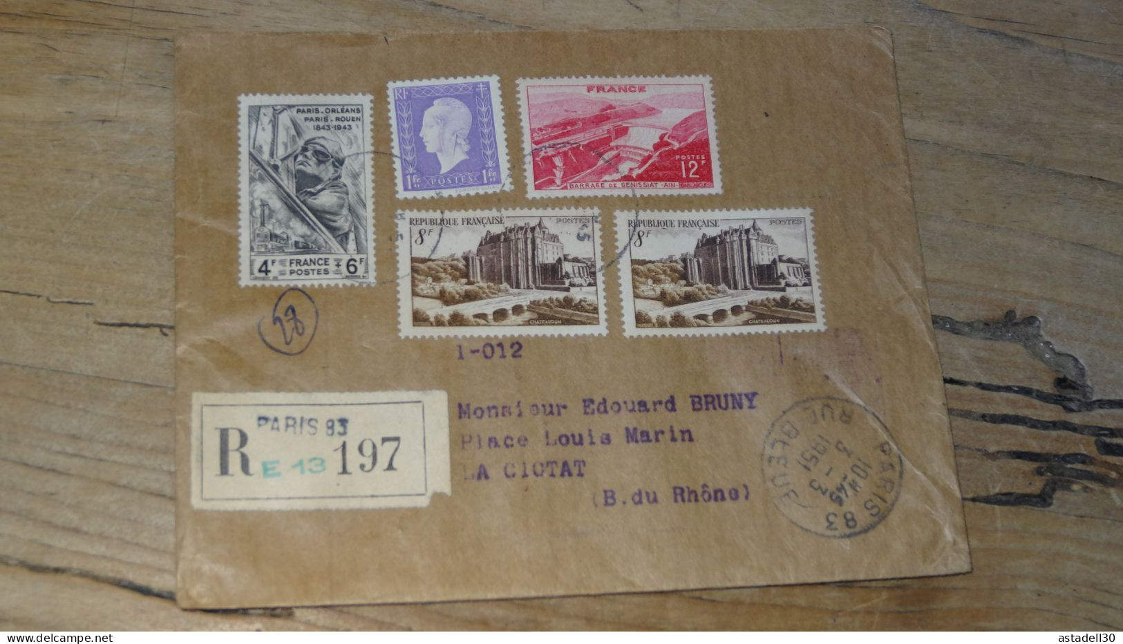 Enveloppe Recommandée PARIS Pour LA CIOTAT - 1951  ............BOITE1.......... 461 - 1921-1960: Periodo Moderno