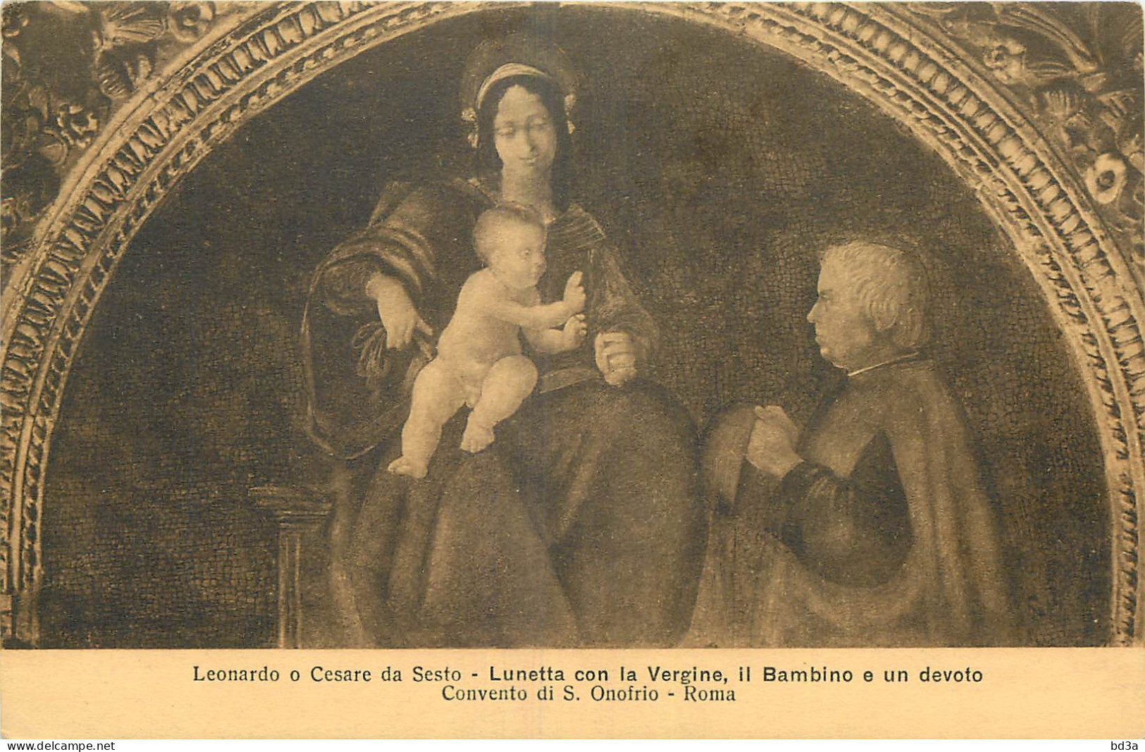 ROMA LUNETTA CON LA VERGINE IL BAMBINO E UN DEVOTO - Virgen Mary & Madonnas