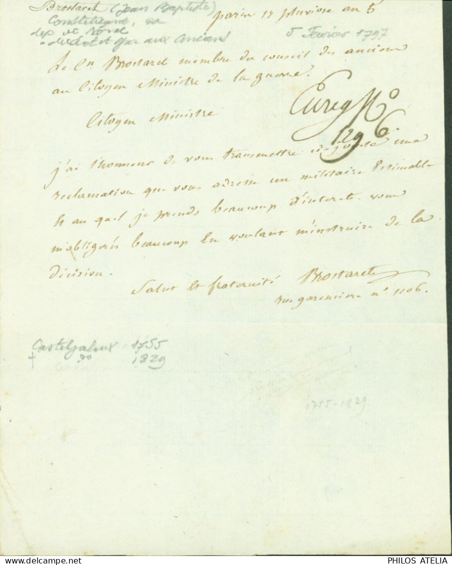 Lettre Autographe Signature LAS Jean Baptiste Brostaret Député Du Tiers Pour La Sénéchaussée De Nérac - Politicians  & Military