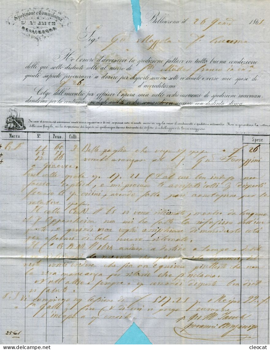 Faltbrief Von Bellinzona Nach Luzern 1865 - Lettres & Documents