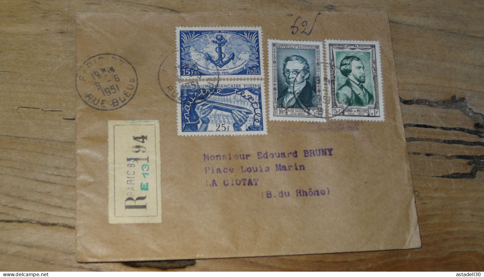 Enveloppe Recommandée PARIS Pour LA CIOTAT - 1951  ............BOITE1.......... 462 - 1921-1960: Periodo Moderno