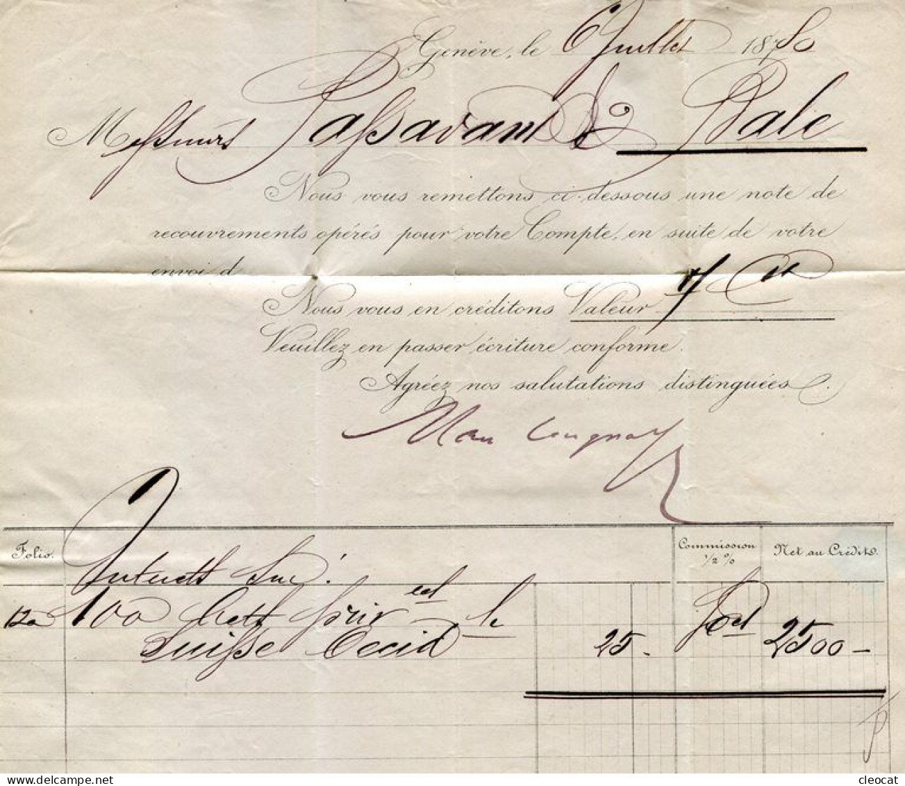 Faltbrief Von Genève Nach Basel 1880 - Briefe U. Dokumente