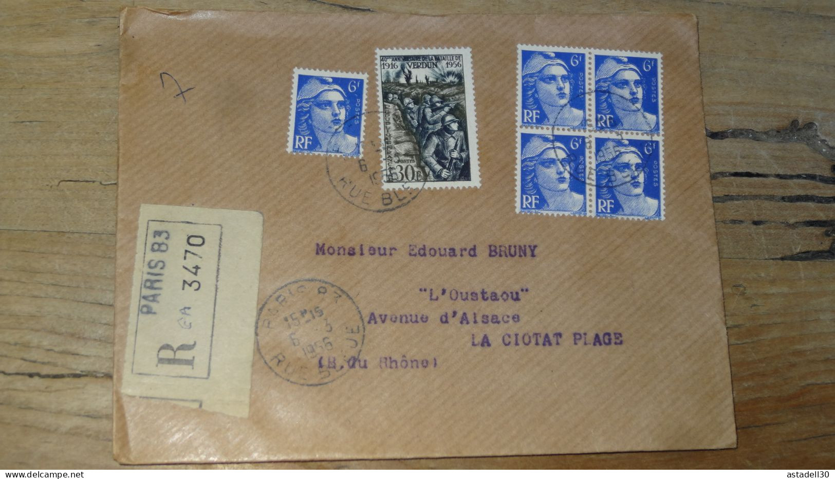 Enveloppe Recommandée PARIS Pour LA CIOTAT - 1956  ............BOITE1.......... 465 - 1921-1960: Periodo Moderno