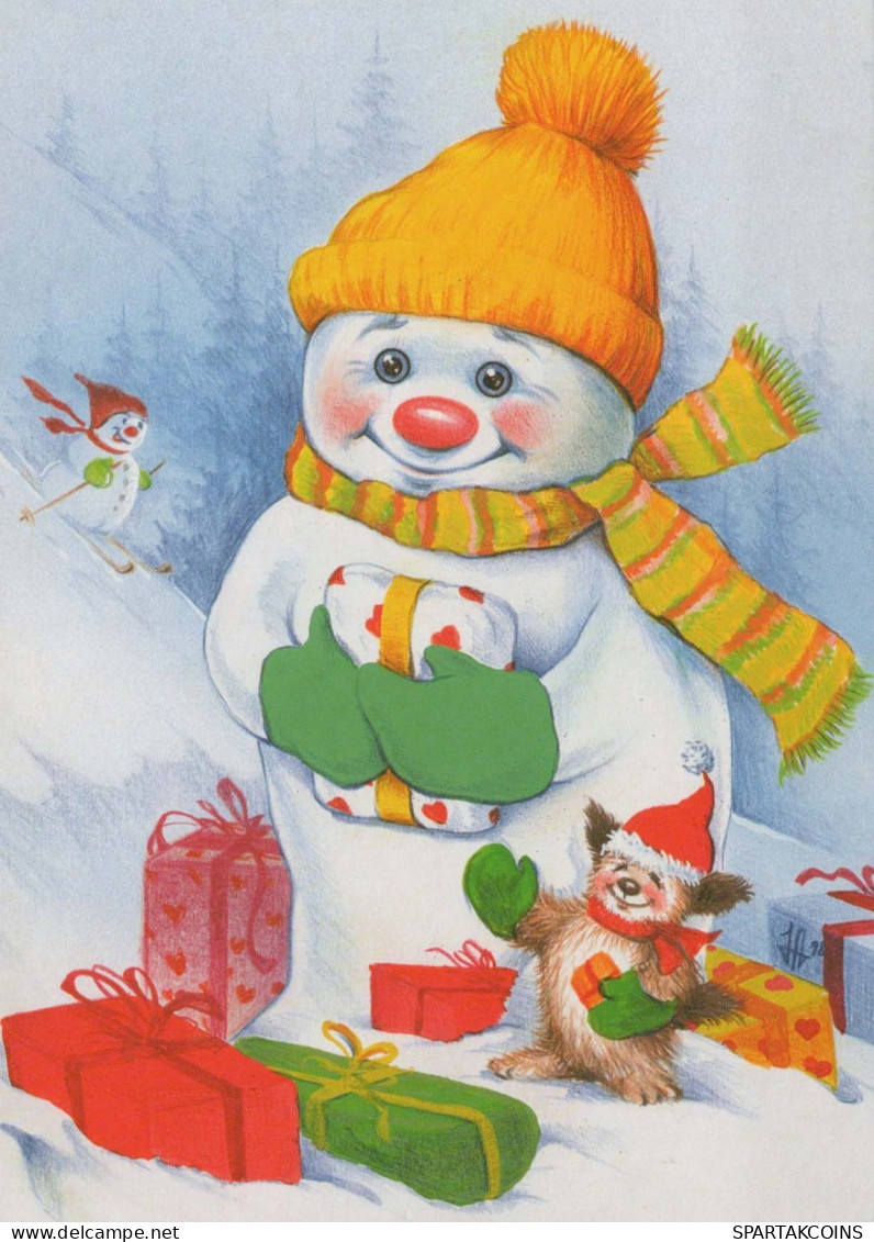 Feliz Año Navidad MUÑECO DE NIEVE Vintage Tarjeta Postal CPSM #PAZ621.A - Nouvel An