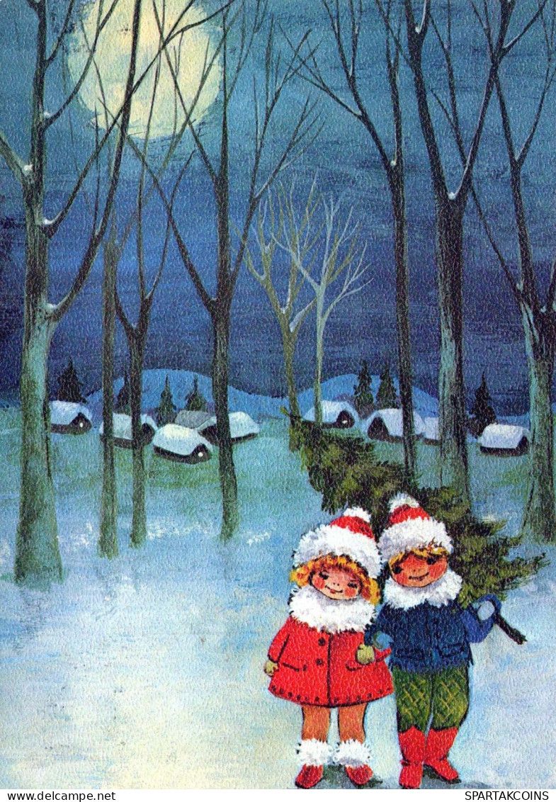 Bonne Année Noël ENFANTS Vintage Carte Postale CPSM #PAY887.A - Nouvel An