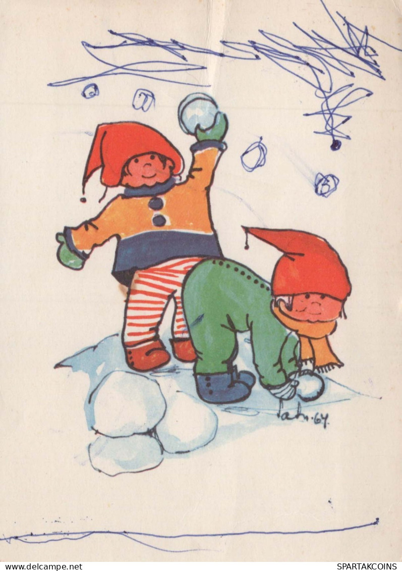 Feliz Año Navidad NIÑOS Vintage Tarjeta Postal CPSM #PAY775.A - Nouvel An