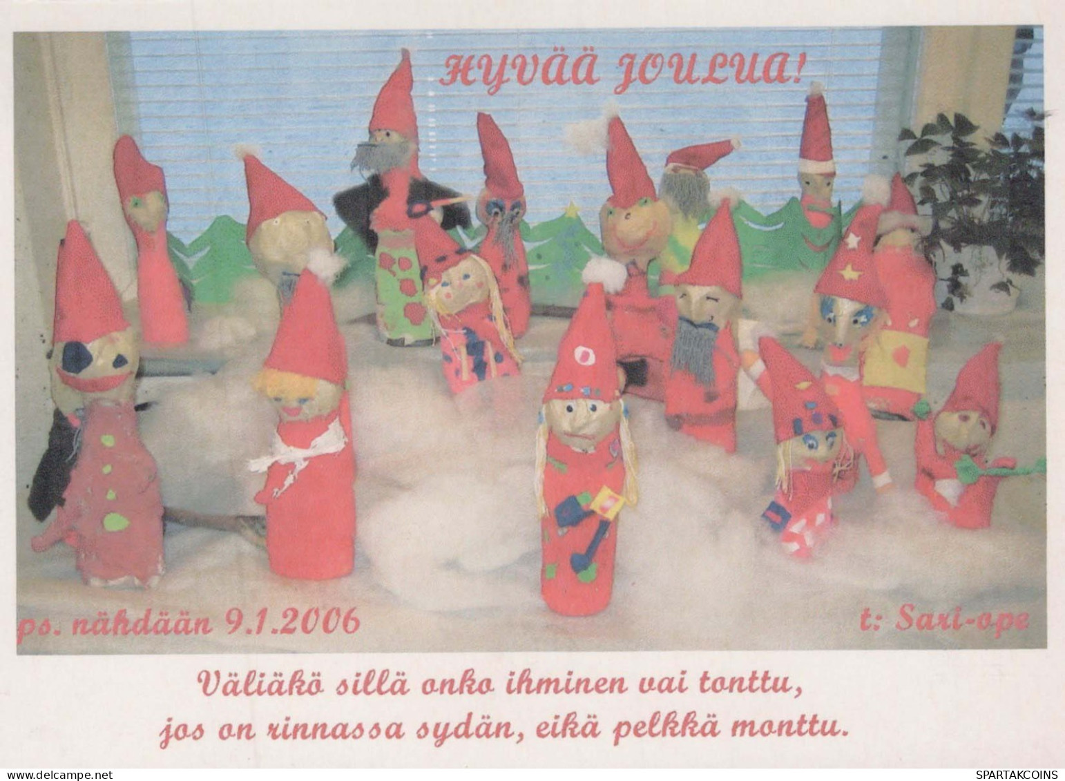SANTA CLAUS Happy New Year Christmas GNOME Vintage Postcard CPSM #PAY604.A - Santa Claus