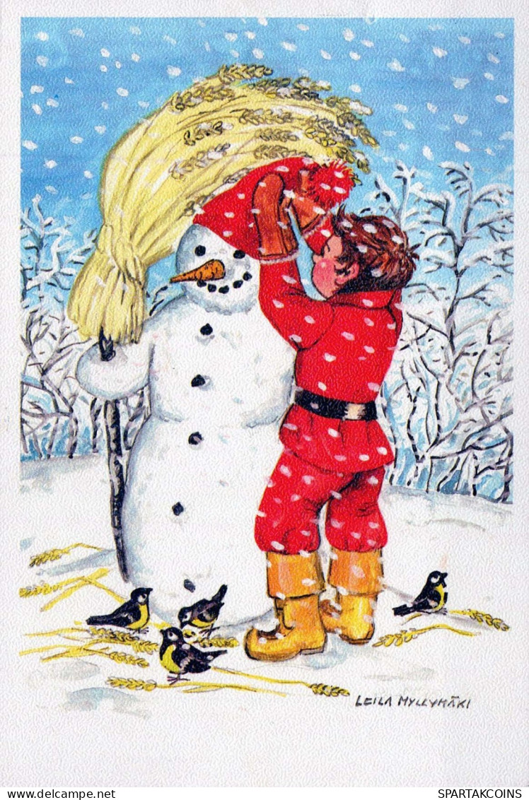 Happy New Year Christmas SNOWMAN Vintage Postcard CPSM #PAY664.A - Nouvel An