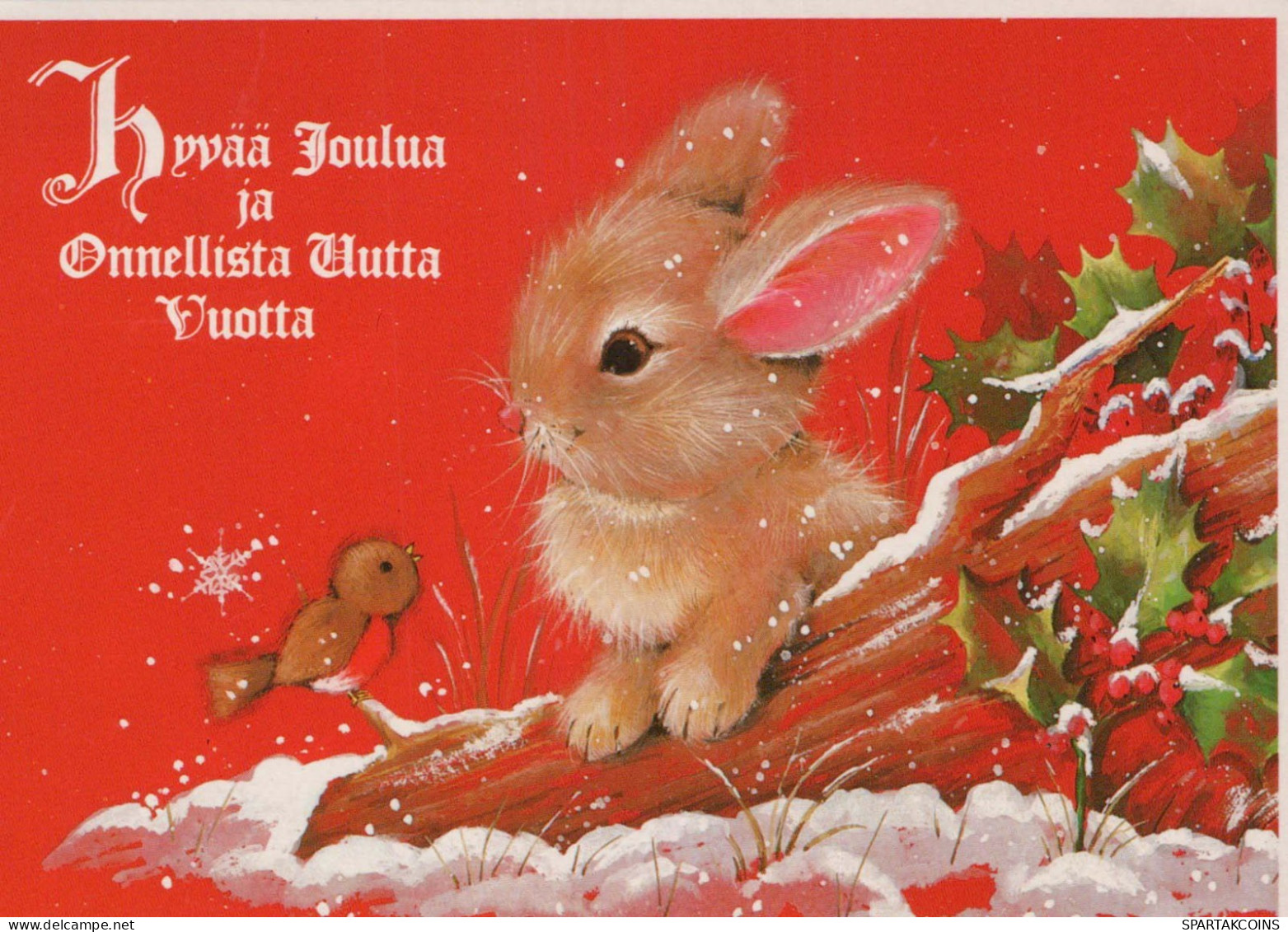 Neujahr Weihnachten KANINCHEN Vintage Ansichtskarte Postkarte CPSM #PAV106.A - Neujahr