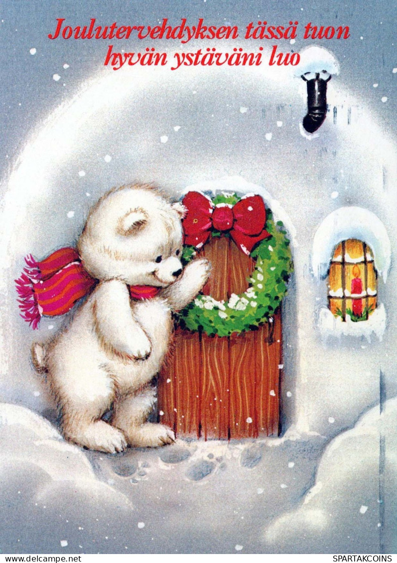 Happy New Year Christmas BEAR Vintage Postcard CPSM #PAU721.A - Neujahr