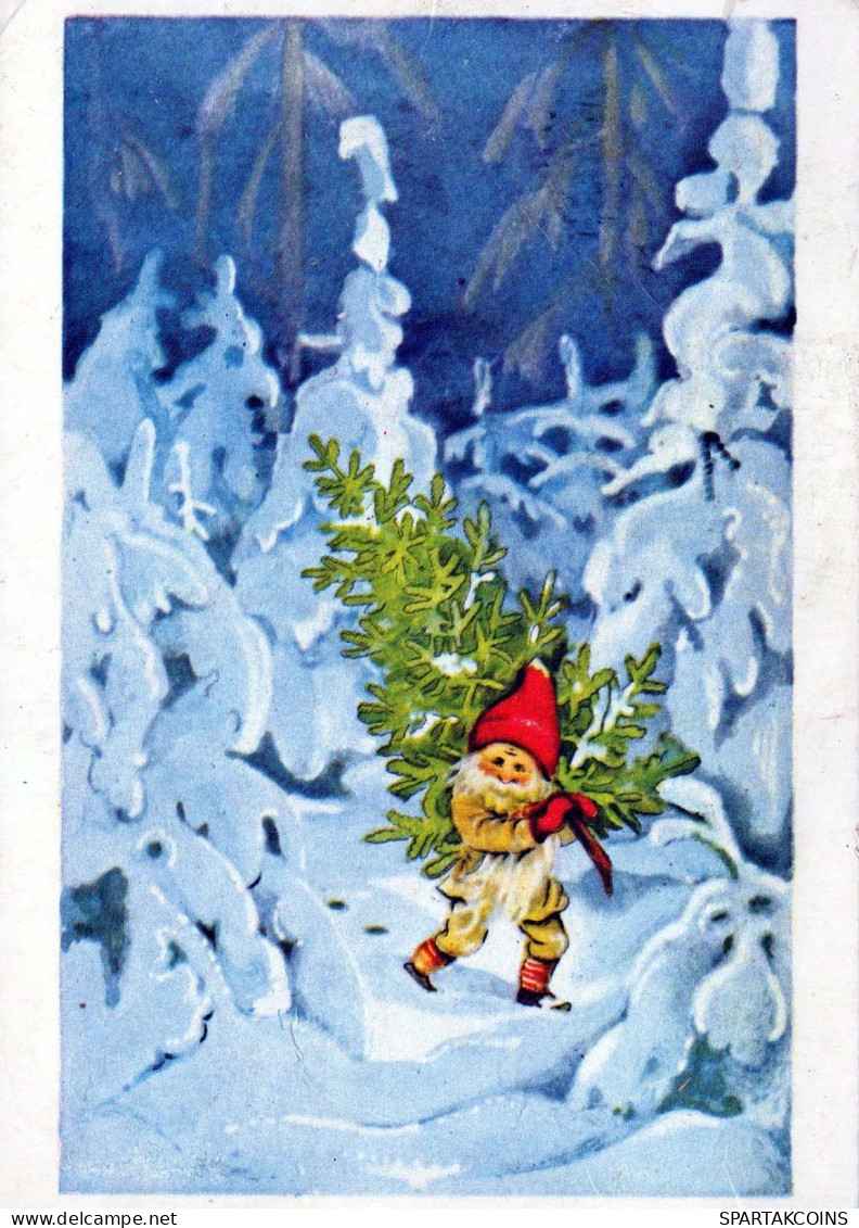 PAPÁ NOEL Feliz Año Navidad Vintage Tarjeta Postal CPSM #PAU612.A - Santa Claus