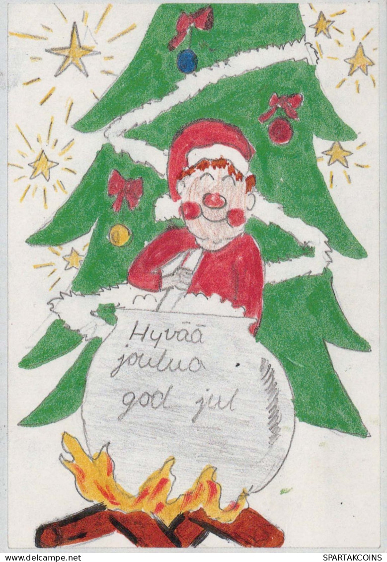 PÈRE NOËL Bonne Année Noël GNOME Vintage Carte Postale CPSM #PAU504.A - Santa Claus