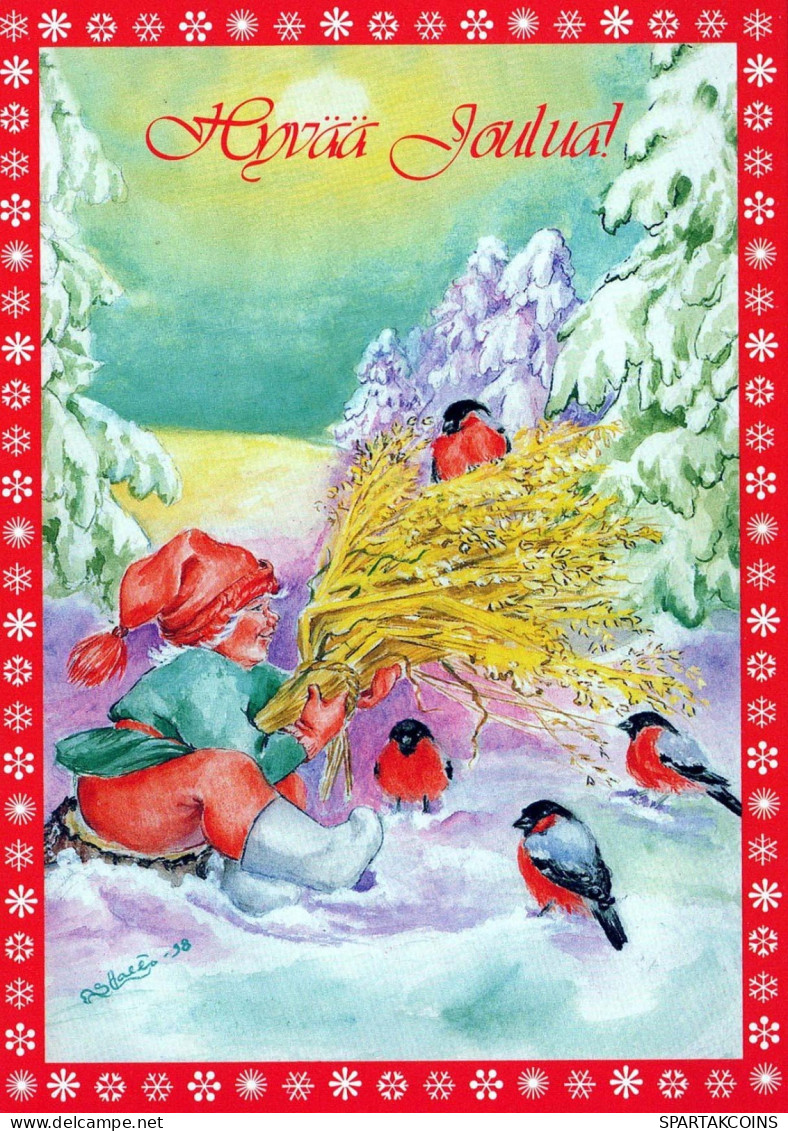 SANTA CLAUS Happy New Year Christmas GNOME Vintage Postcard CPSM #PAU496.A - Santa Claus