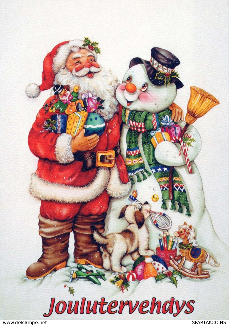 BABBO NATALE Buon Anno Natale PUPAZZO Vintage Cartolina CPSM #PAU408.A - Santa Claus