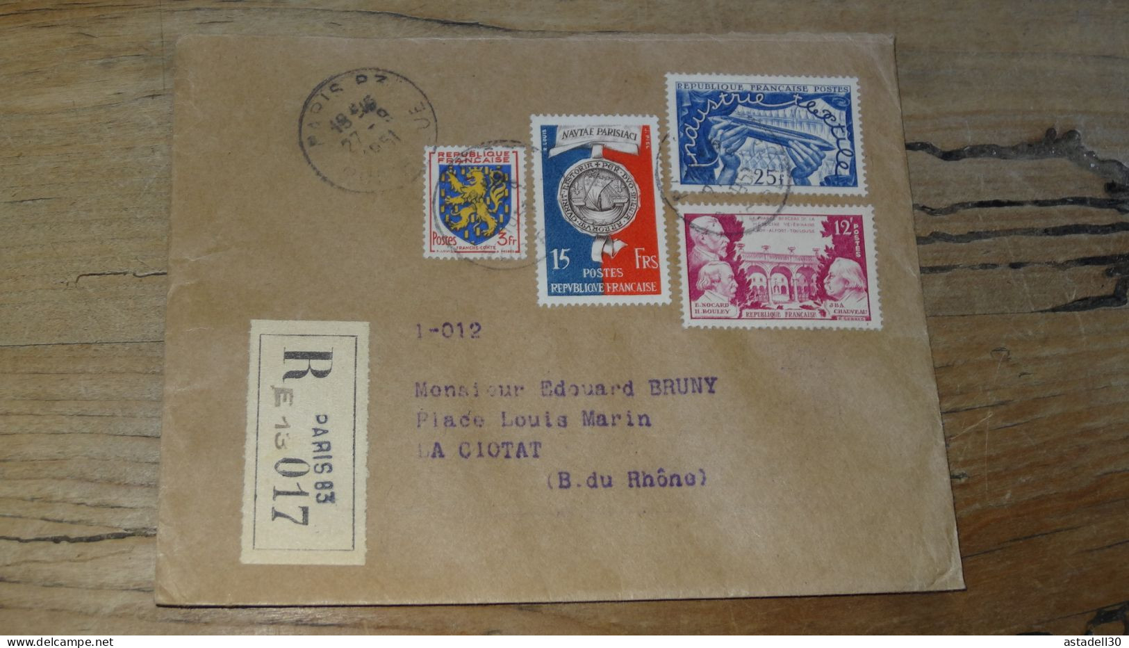 Enveloppe Recommandée PARIS Pour LA CIOTAT - 1951  ............BOITE1.......... 469 - 1921-1960: Modern Tijdperk