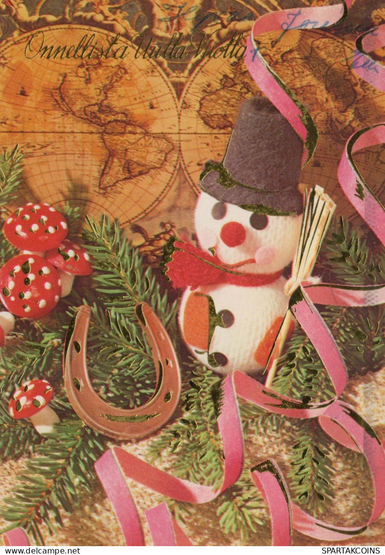 Neujahr Weihnachten SCHNEEMANN Vintage Ansichtskarte Postkarte CPSM #PAU095.A - Neujahr