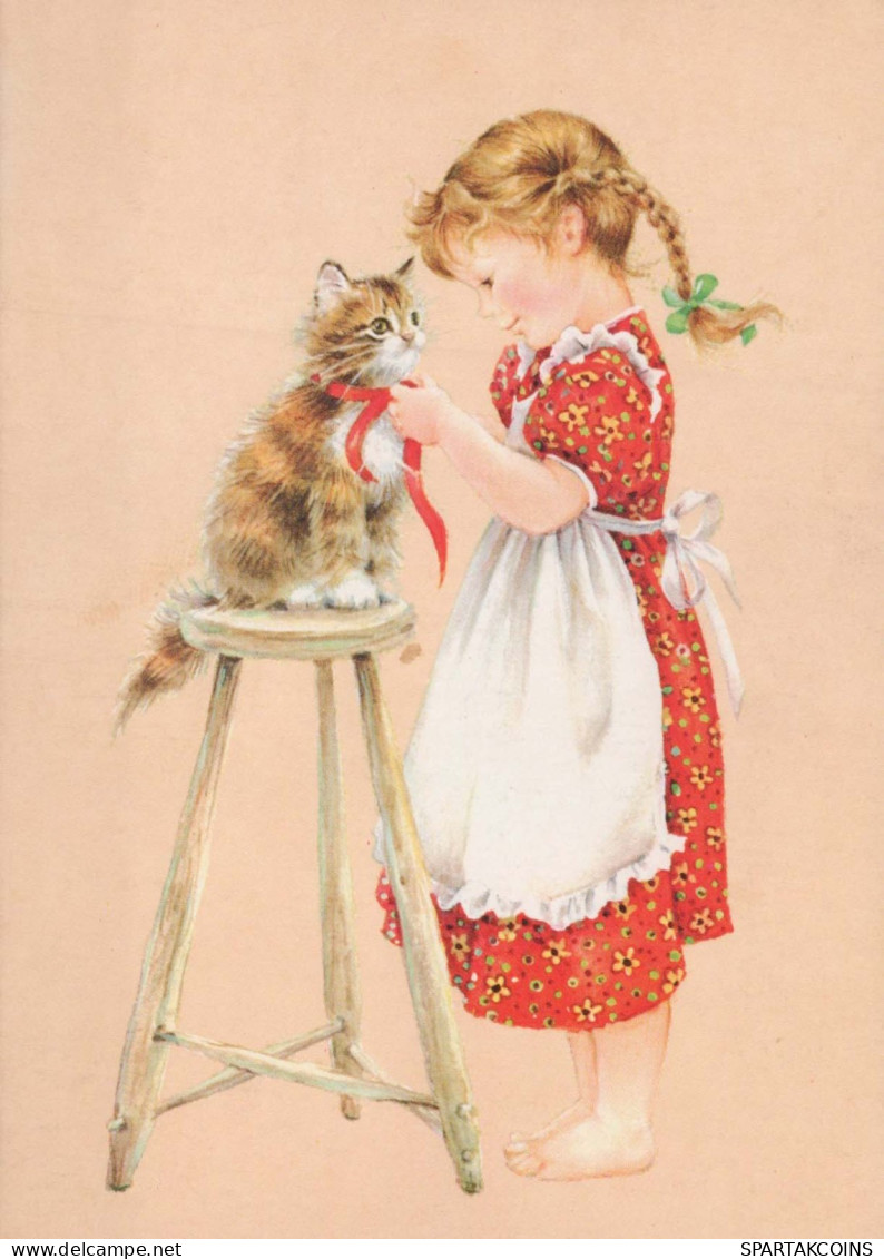 Happy New Year Christmas CHILDREN CAT Vintage Postcard CPSM #PAU146.A - Neujahr