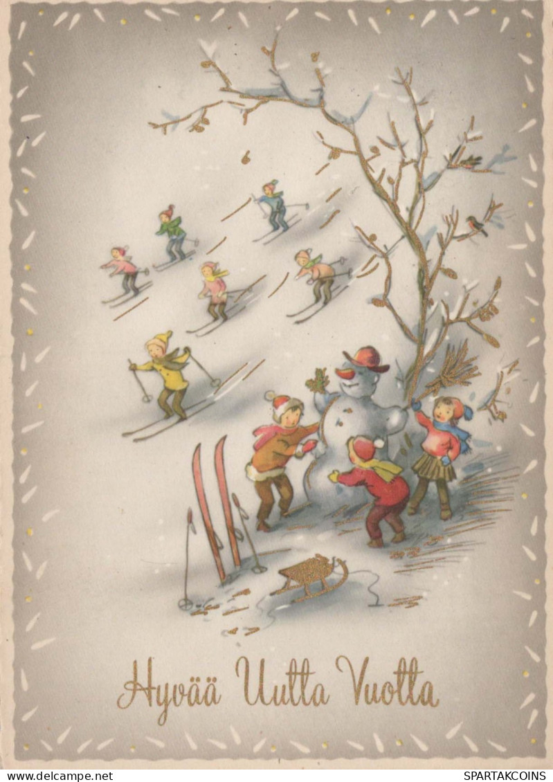 Buon Anno Natale PUPAZZO Vintage Cartolina CPSM #PAU083.A - Neujahr