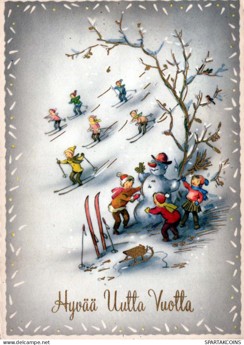 Buon Anno Natale PUPAZZO Vintage Cartolina CPSM #PAU083.A - Neujahr