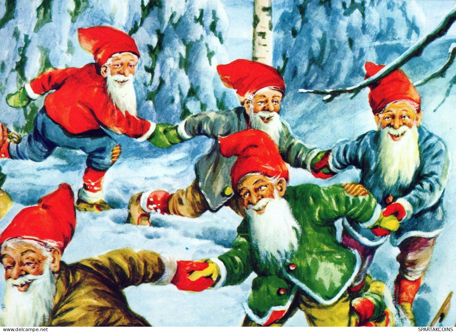 BABBO NATALE Buon Anno Natale GNOME Vintage Cartolina CPSM #PAT297.A - Santa Claus