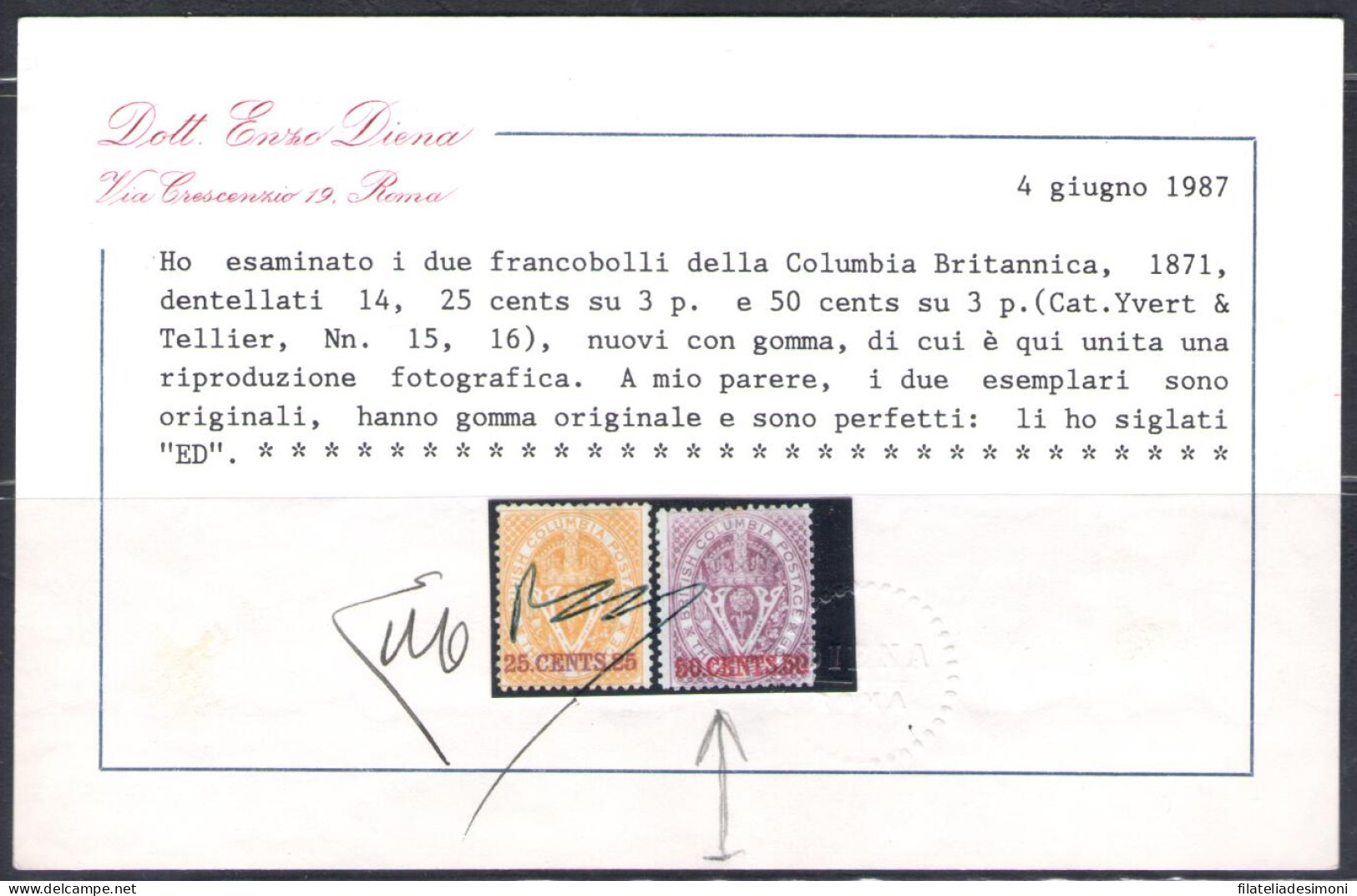 1860 British Columbia - SG 31-32 Dentellati 14, MH* - Otros & Sin Clasificación